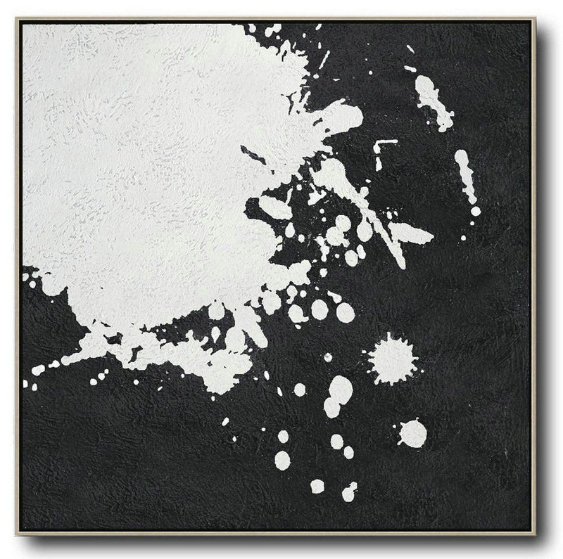 Handmade Extra Large Contemporary Painting,Oversized Minimal Black And White Painting - Abstract Painting On Canvas
